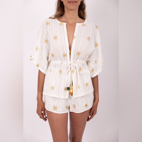 Women's Cream and Gold Swim Coverup - Picture 1 of 8